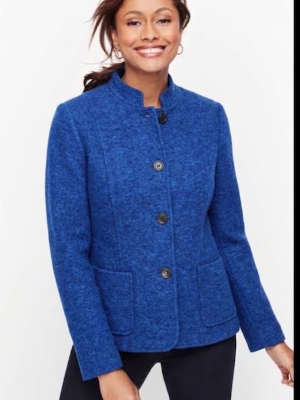 Classic Talbots Woman 14W Blue Button-Front Women's wool blend Jacket